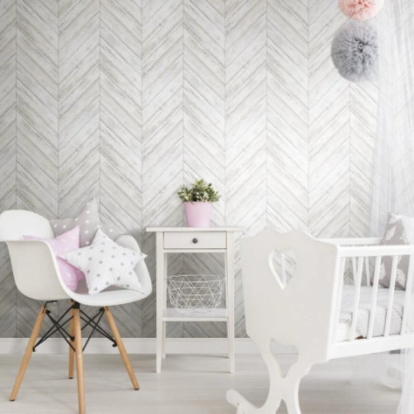 Herringbone Wood Boards -  Peel & Stick Wallpaper - Picture 1 of 4